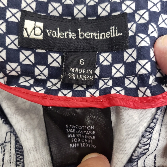 Valerie Bertinelli Cropped Pointi Pants Size 6 Navy White Work Preppy - Picture 11 of 12